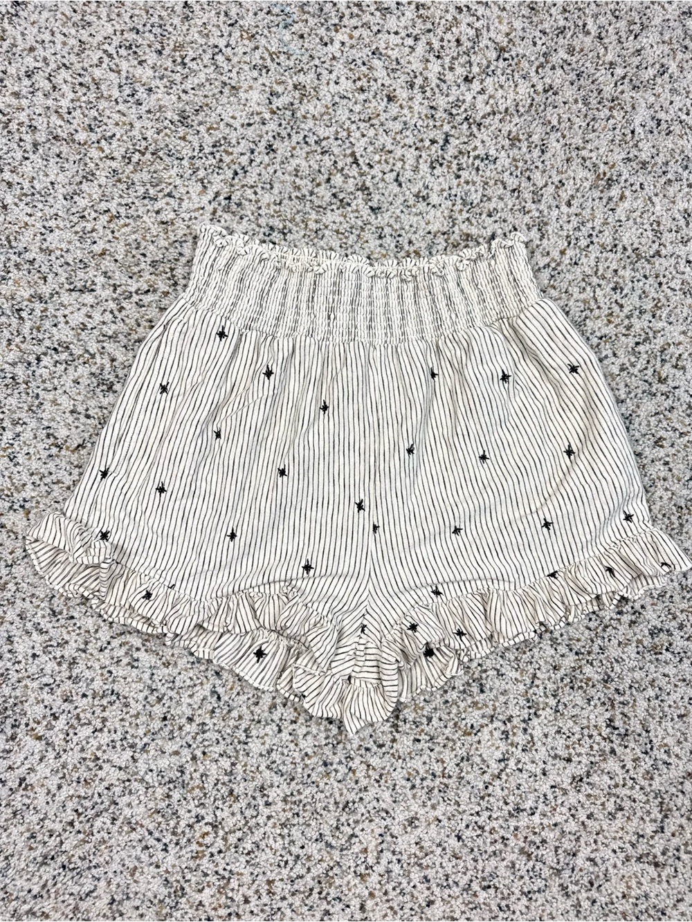 American Eagle Shorts Womens Small Stars Celestial Ruffle Smocked Stripe Blue